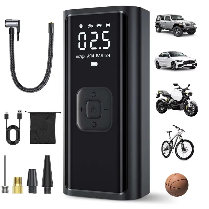 Car Inflator Compressor Pump With LED Lamp For Car Motorcycle Bicycle Tyre Balls Wireless Electric Car Air Tire Pump