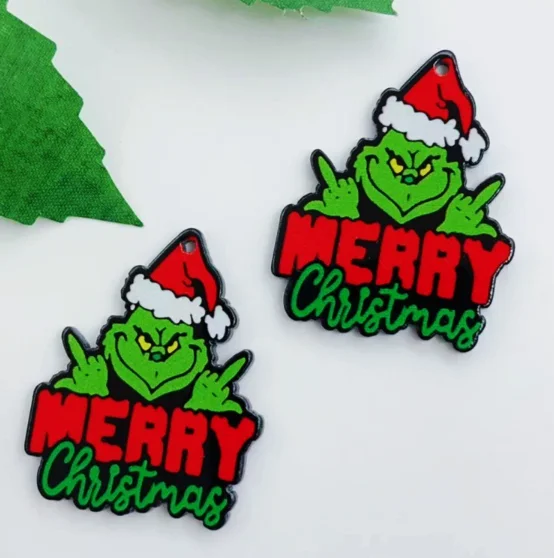 10 pcs cartoon Christmas Acrylic Charm Jewelry Accessories Enamel Necklace Earring Pendant Diy Making Alloy Metal