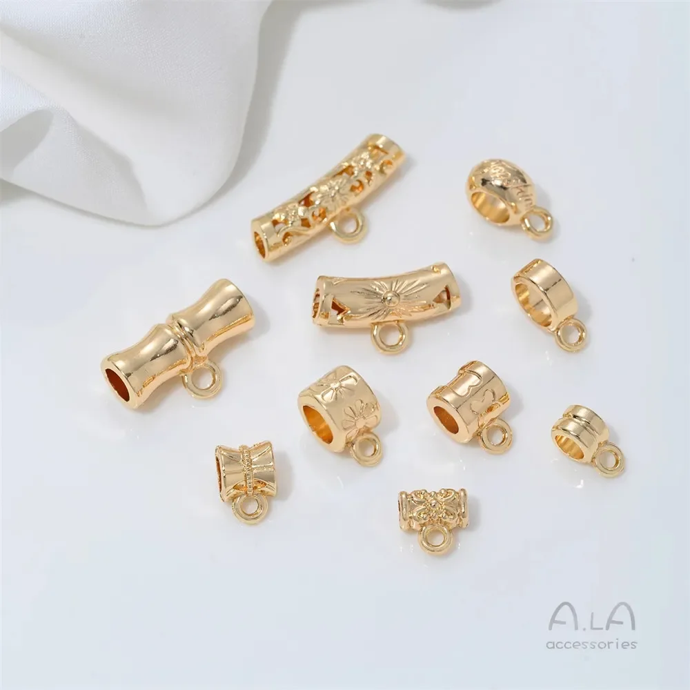 C45 14K vergulde armband hangende kralen uitgeholde gebogen buizen bamboe gezamenlijke emmer kralen diy handgemaakte sieraden accessoires