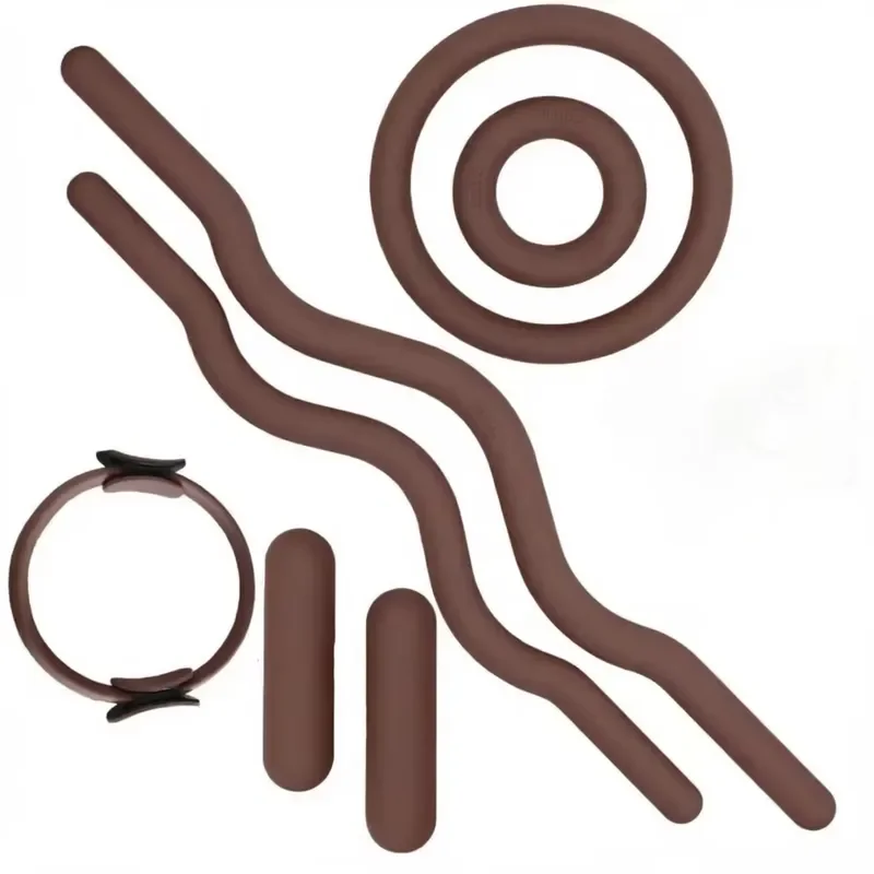 Custom Logo Dark Brown Portable Pilates Accessories Silicone Dumbbells Ankle Lifters PU Yoga Mat Chocolate Caramel Gym Goods
