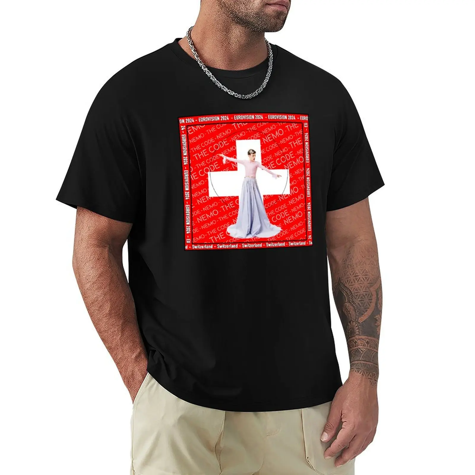 

Eurovision 2024 Nemo The Code Switzerland T-Shirt Gym Exercise Short Sleeve T-Shirt