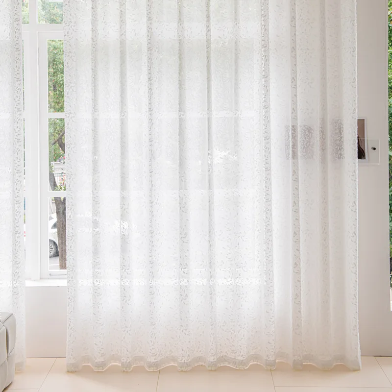 Custom Size Cheese Cashmere Embossed Window Screen American Dot Transparent Curtains for Living Dining Room Bedroom Decor Sheer