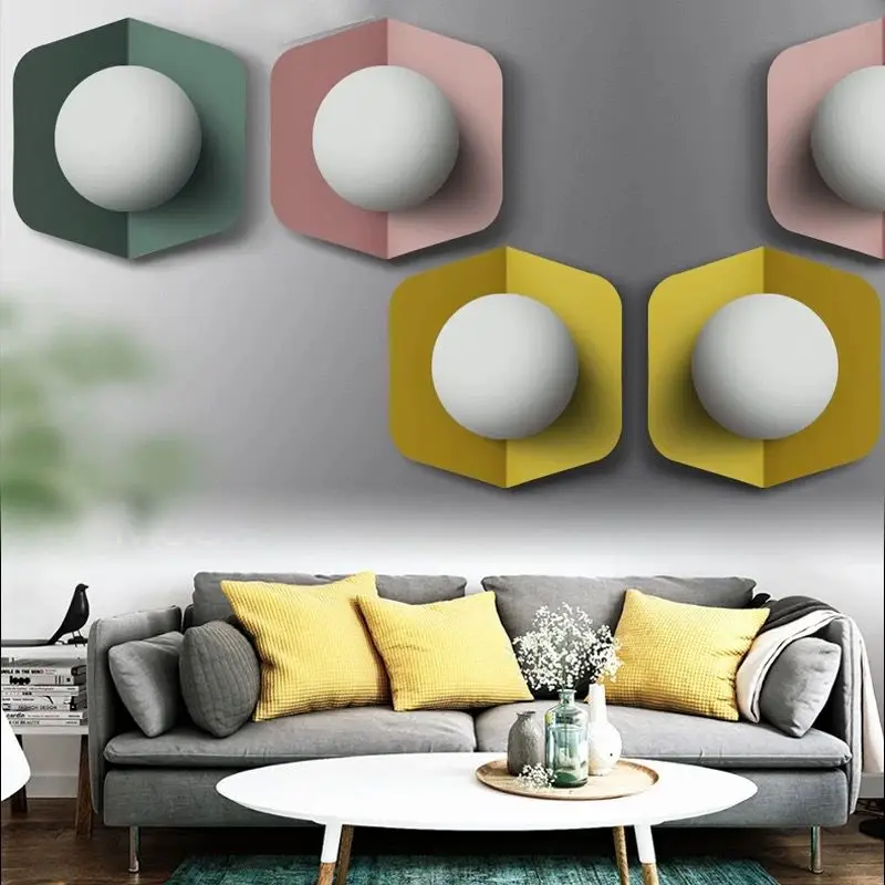 

creative personality color wall lamp living room bedroom bedside lamp modern minimalist iron art LED wall lamp