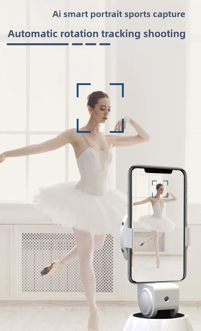 New 360 Rotation Auto Tracking Shooting Gimbal AI Camera Recognition Body Face Track Intelligent Follow Live Shoot Phone Stand