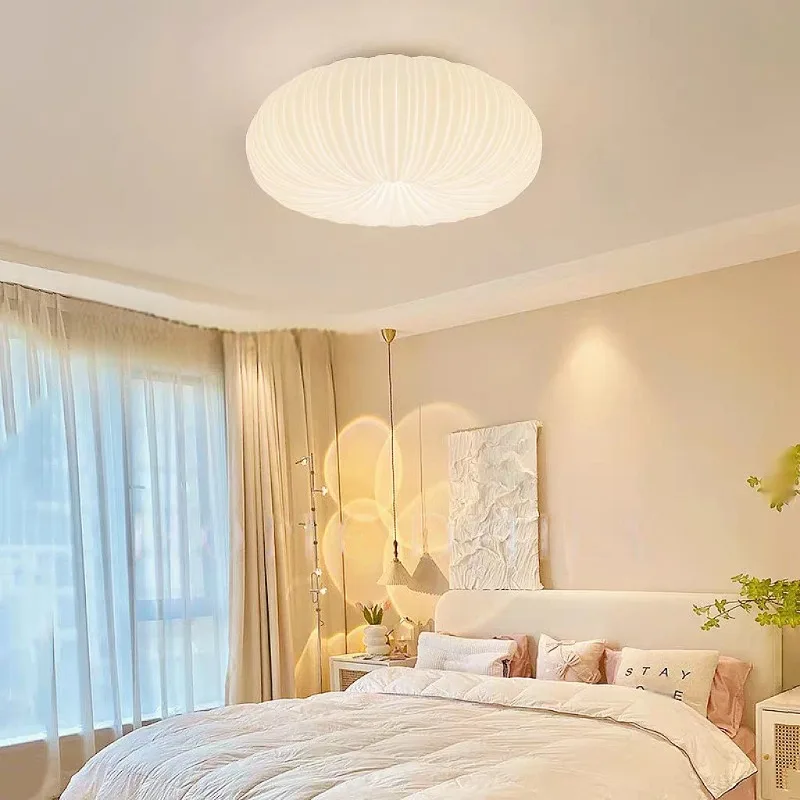 Nordic Cream Wind Ceiling Lamps Rotundity Pumpkin Simple Warm Romantic Children's Room Main Bedroom Restaurant Decoration Lights
