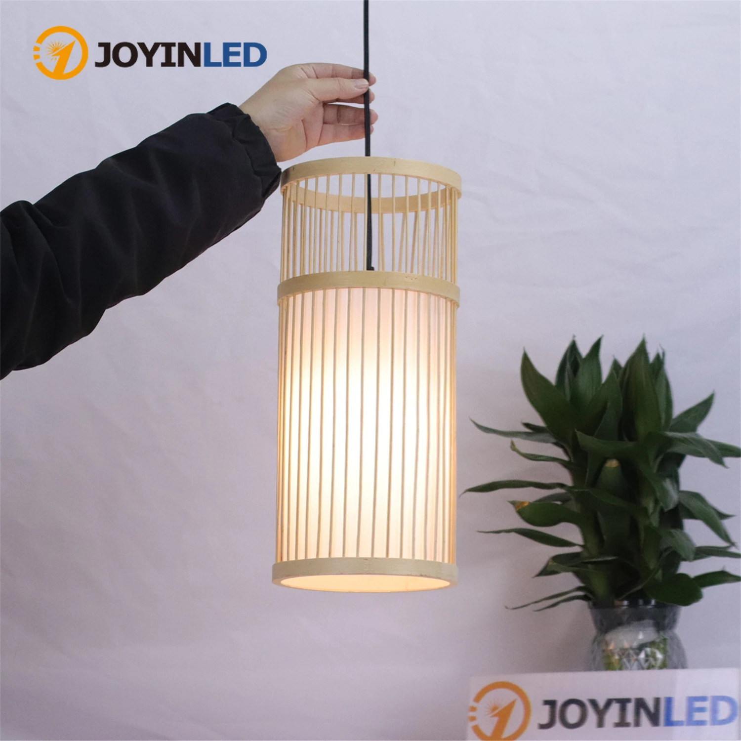 

Подвесной светильник JOYINLED в японском стиле, 18x42 см, плетеная бамбуковая люстра, креативный декор для ресторана, чайной комнаты, дзен-интерьер, бамбуковые светильники