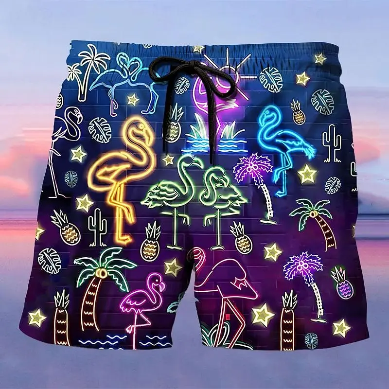 Summer Basketball Men\'s Floral Beach Cute Board Man Swimsuit Rainbow Shorts Pants Dry Sports Swim Wear Hawaii Big Size Swimwear