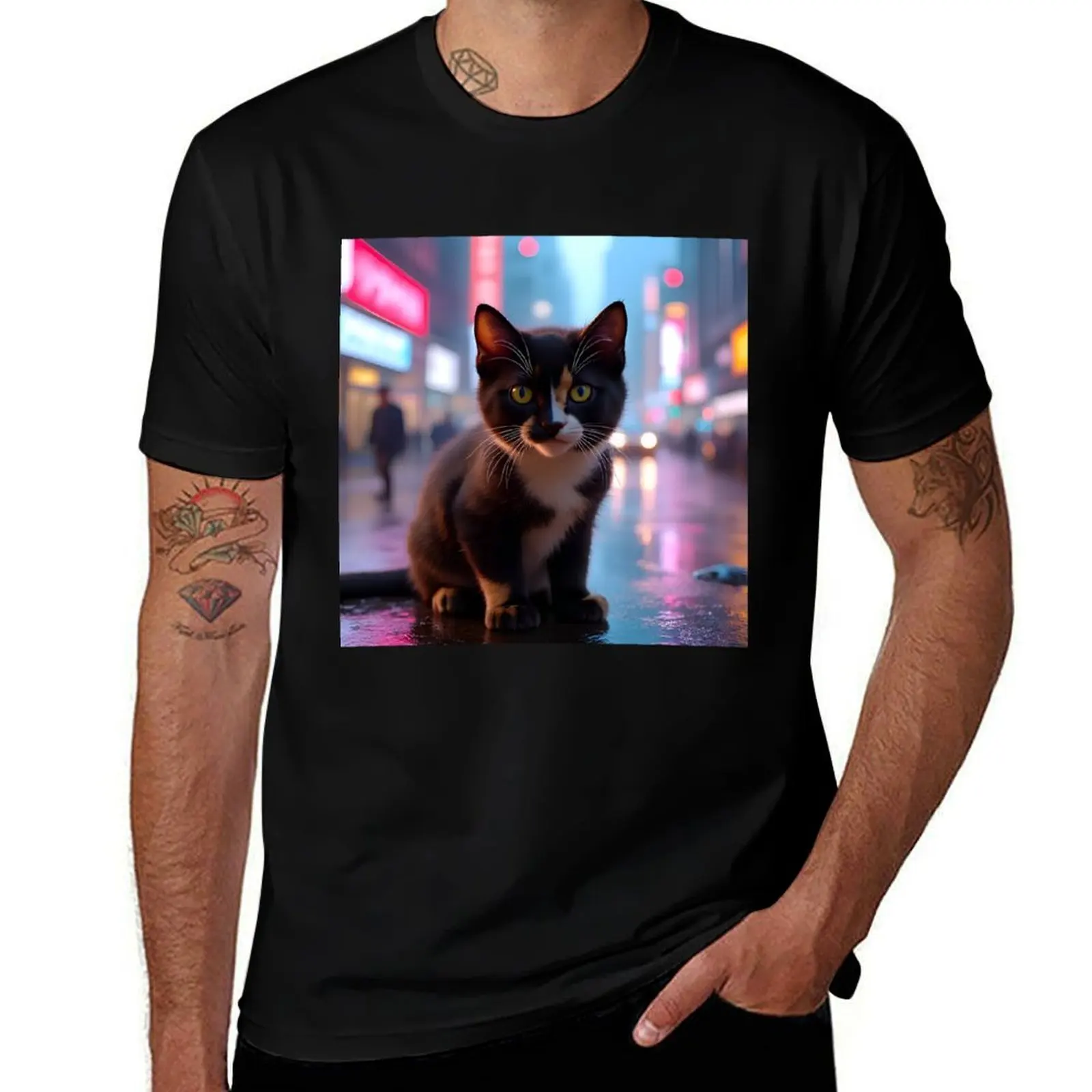 

Cyberpunk Cat - Neon Night Series T-Shirt topping valentines boutique clothes hippie clothes t shirt for men