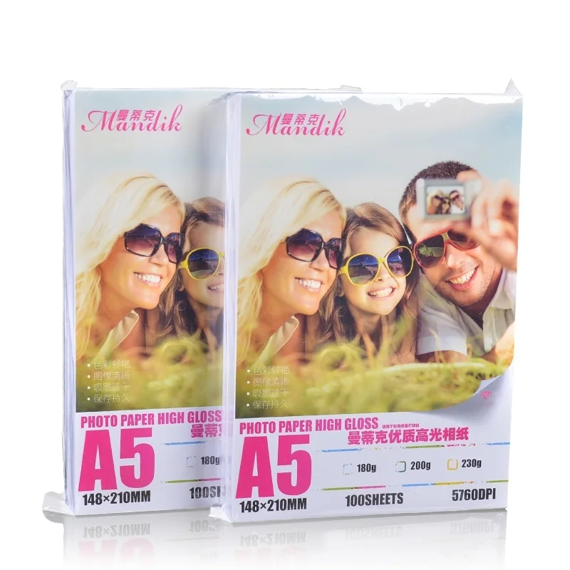 Advanced Cast Coated 3r 4r 5r A5 A6 200g papel fotográfico Ultra blanco papel de impresión de inyección de tinta brillante papel fotográfico de alto