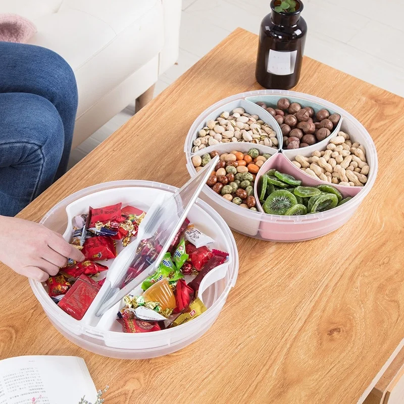 

Многофункциональный поднос для хранения продуктов, бытовой гаджет, разделенный поднос для сервировки, тарелка для закусок с крышкой, тарелка для фруктов с отделениями, коробка для конфет