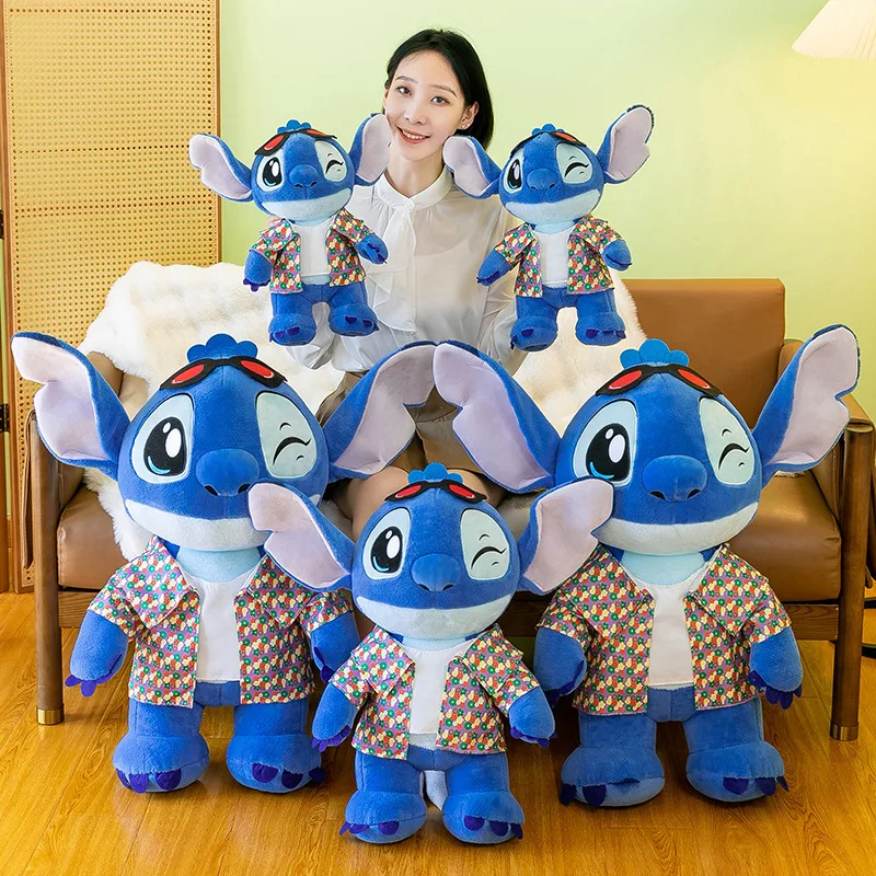 ตุ๊กตาสติทช์ชุดฤดูร้อนน่ารัก ตุ๊กตาสติทช์นุ่มนิ่มสำหรับเด็ก ของขวัญวันเกิด คริสต์มาส ของเล่นนุ่มสไตล์อนิเมะน่ารักสำหรับเด็ก