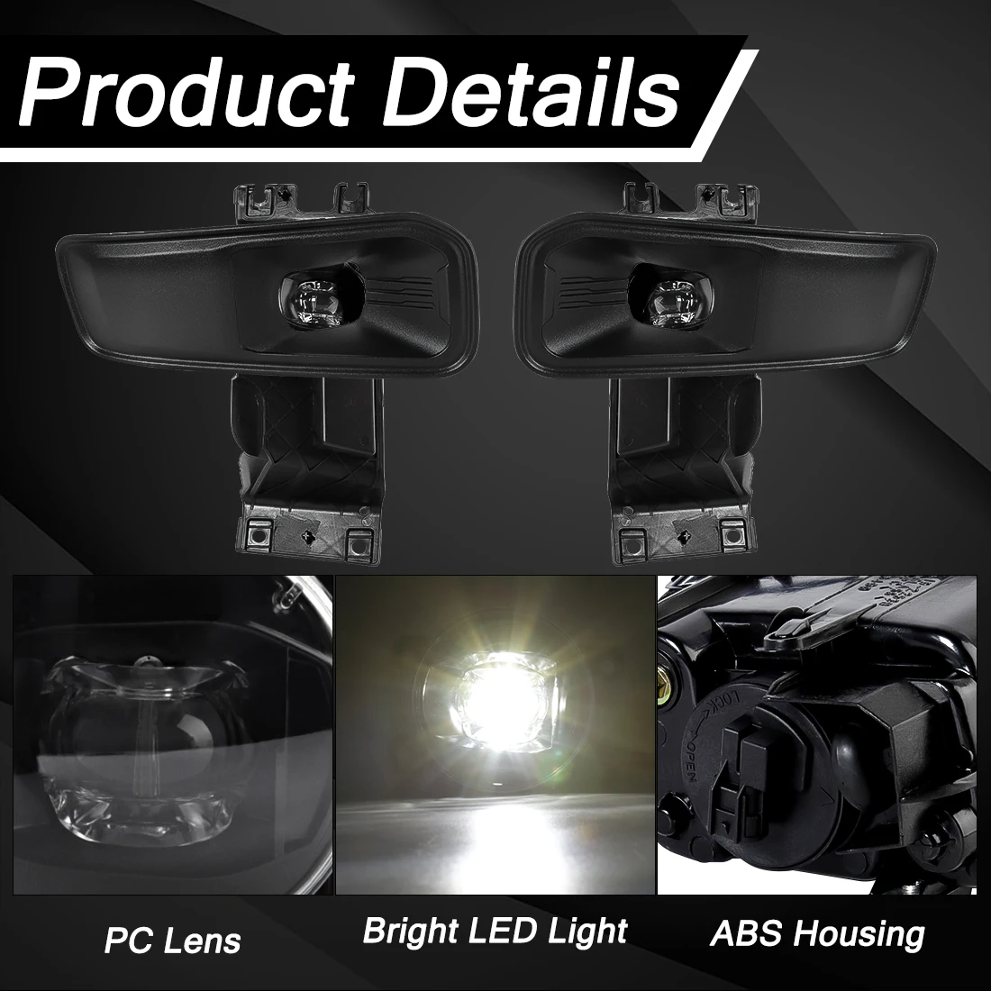 LED Fog Lamp Set For Ford F150 Tremor 2024 2025 Front Bumper Fog Light Driving Headlight with Cover Wire Harness Car Accessories
