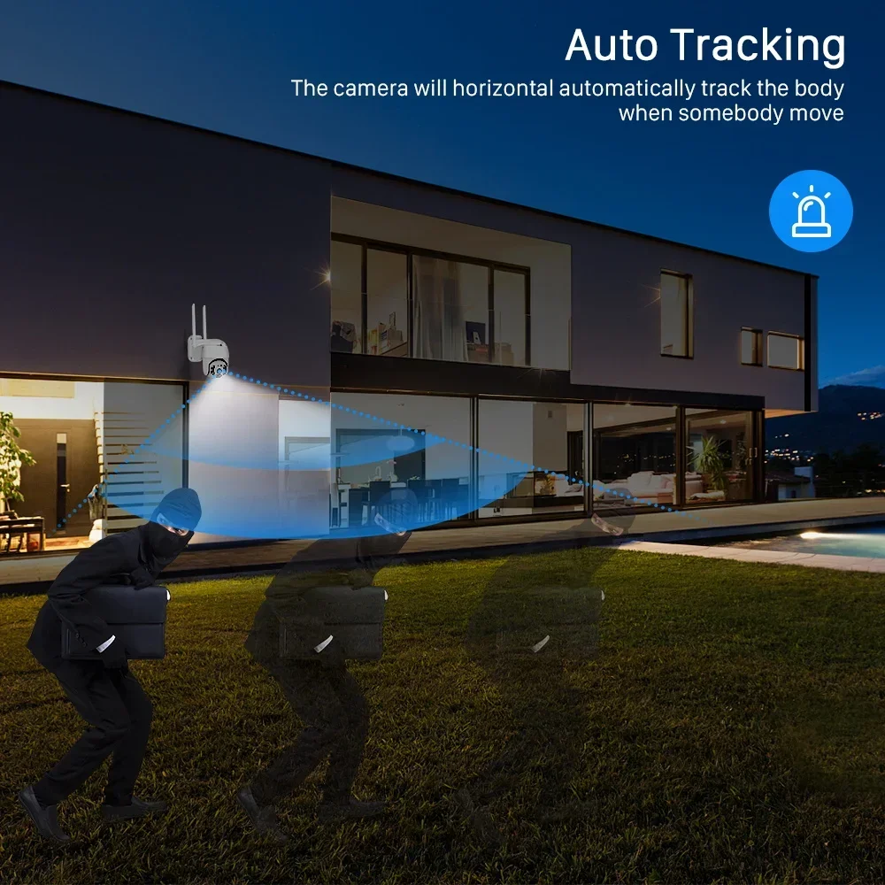 1080P Outdoor WiFi IP PTZ Camera Auto Tracking Human Detect Color Night Vision Dome Security Camera Wireless Two-way Talk Camera