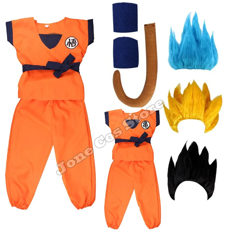 Disfraces de Halloween para Adultos, Disfraz de Goku, Trajes de Anime de Goku, Uniforme con Peluca, Ropa para Fiestas de Carnaval de Halloween, Regalos