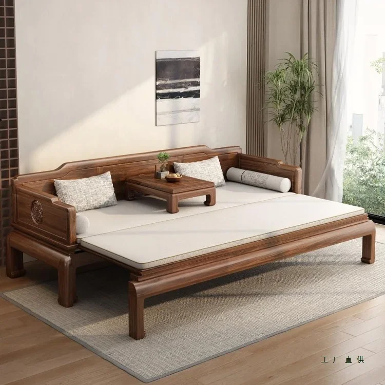 LH3 new Chinese solid wood sofa bed multi-functional push-pull bed living room folding telescopic bed