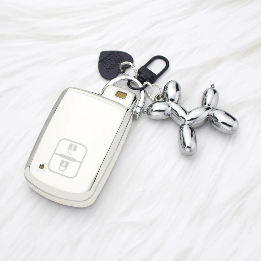 2 Buttons TPU Remote Key Shell Case for Toyota Avalon Camry RAV4 Corolla Highlander Smart Car Key Fob Protector Keychain