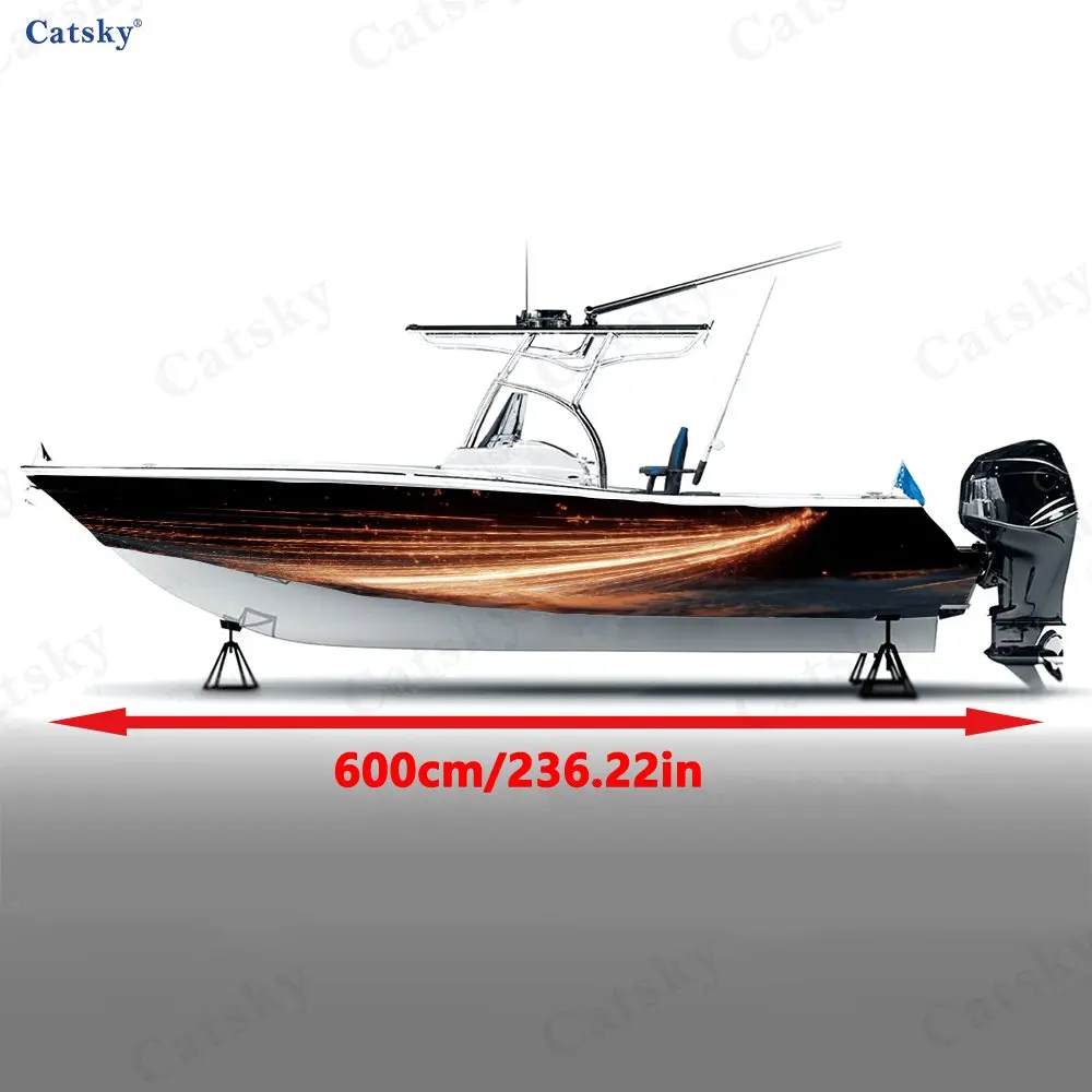 Dark Base Spark Surge Boat Stickers, PVC Waterproof Durable Vinyl Wrap Decals for Fishing Boats, Durable and Stylish Design