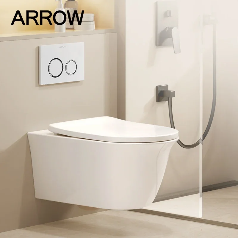 ARROW hight quality bidet toilet seat glazed ceramic sanitary ware one piece wc toilet wall down rimless wall mounted toilet