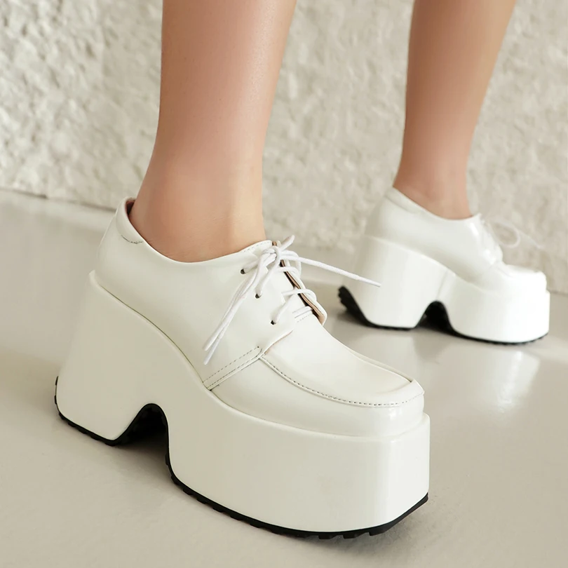 

Square Head Ultra-High Waterproof Platform Strap Shallow Classic Retro Mary Jane Shoes Breathable Inner Height Increasing Shoes