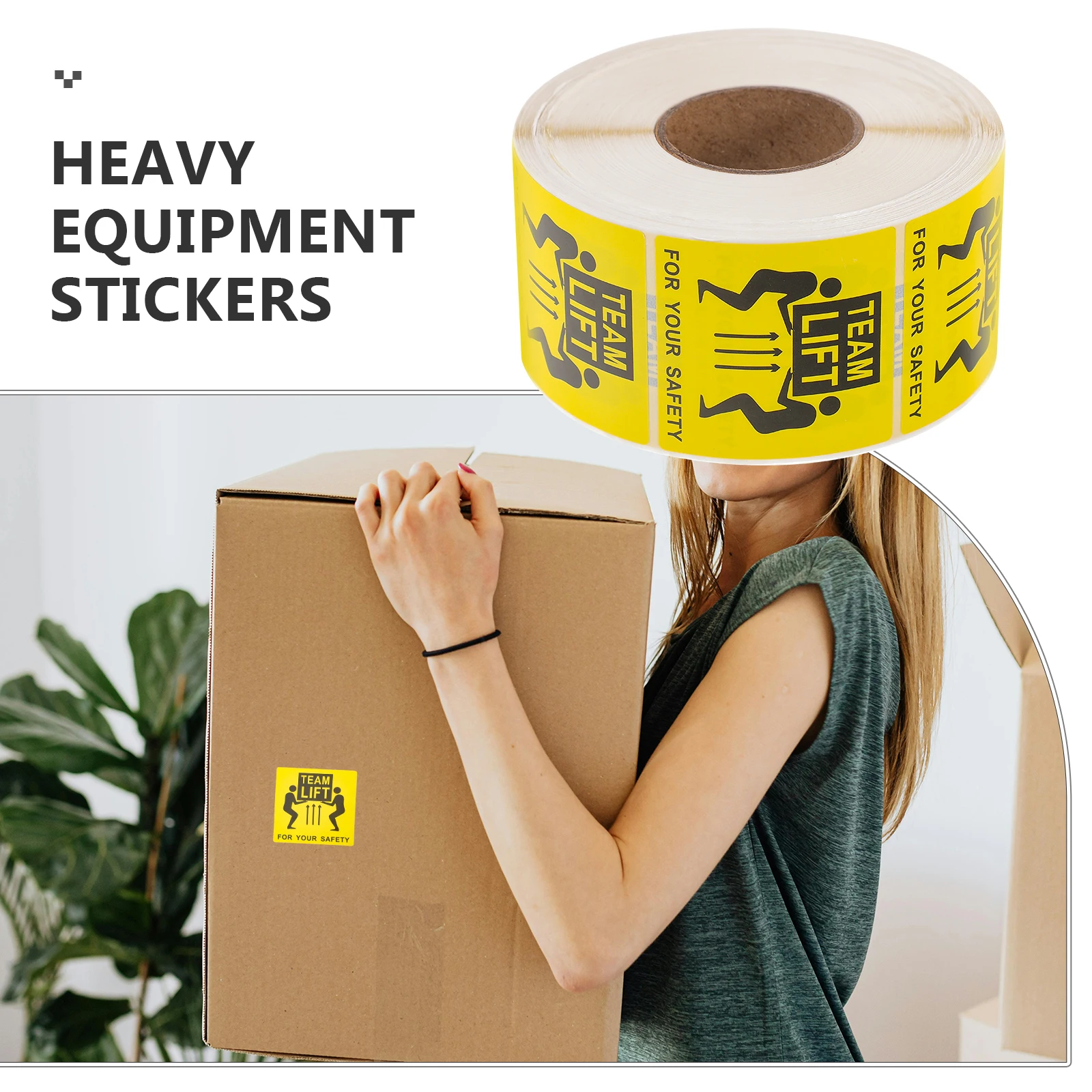 1000 ملصق لفة ملصق تحذير عالي التحمل، حزمة رفع الفريق، ملصقات لاصقة تحذيرية للنقل اللوجستي
