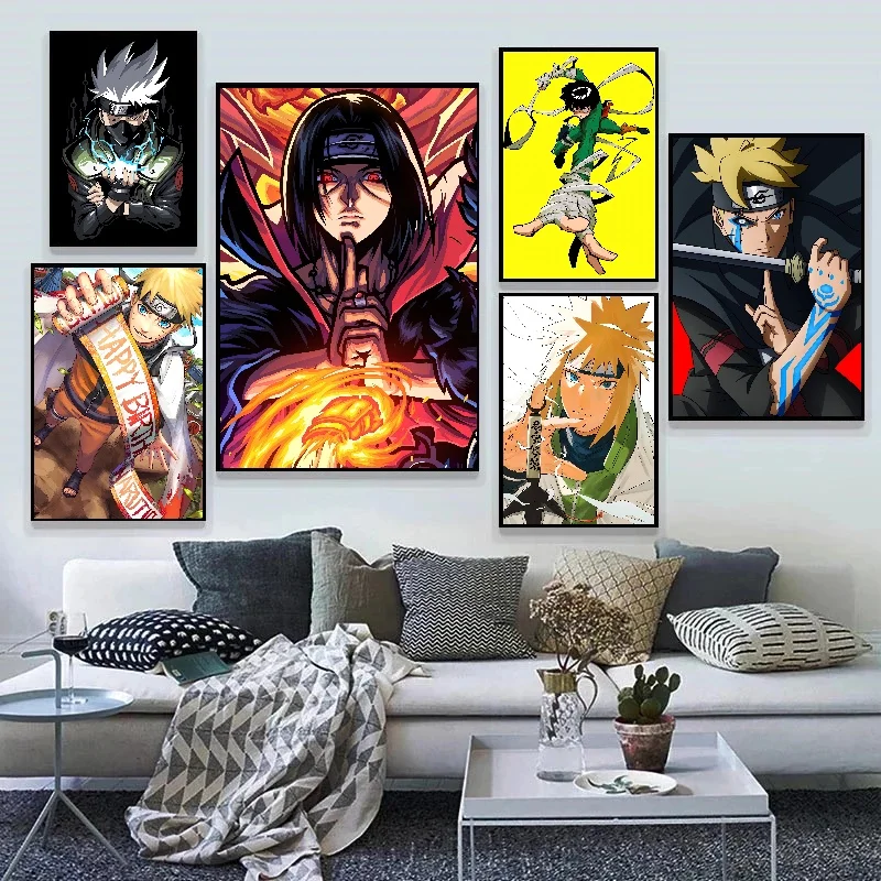 New Peripheral Anime Naruto Posters Canvas Painting Print Kakashi Sasuke Uchibo Ferret Picture Wall Art Living Room Decoration