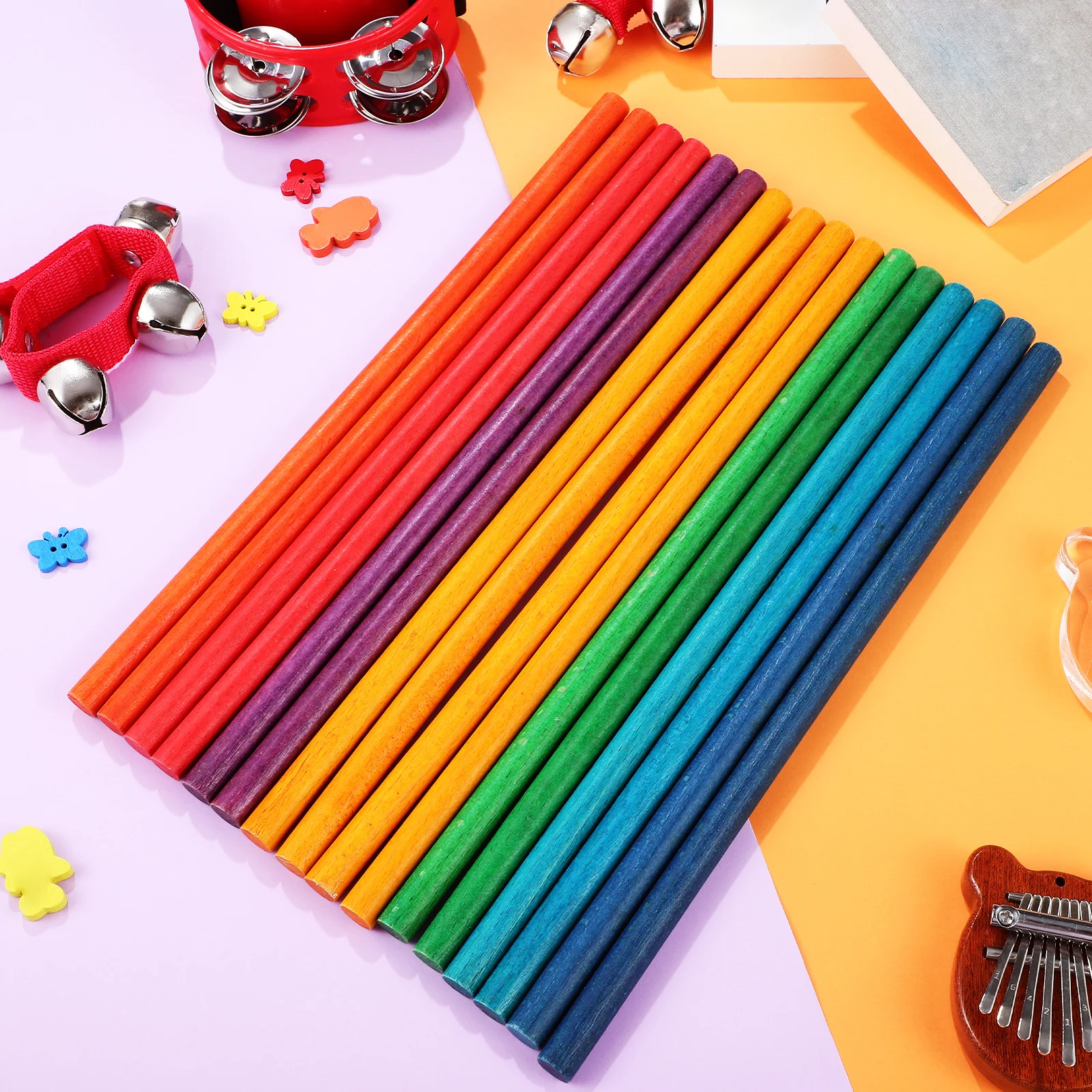 

Colorful Wooden Rhythm Sticks Educational Percussion Instruments For Kids Musical Learning Safe Durable Premium Wood Sticks