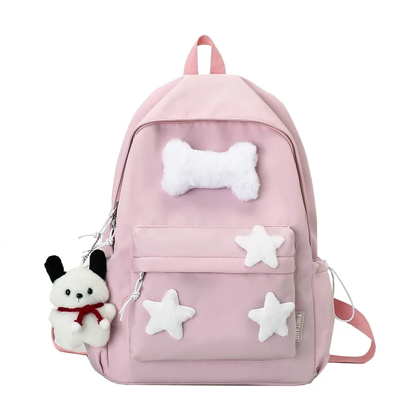 Japanese Cute Girls, Small and Versatile Plush Decoration Backpack Mini Nylon Versatile Youth School Bag Travel Bag