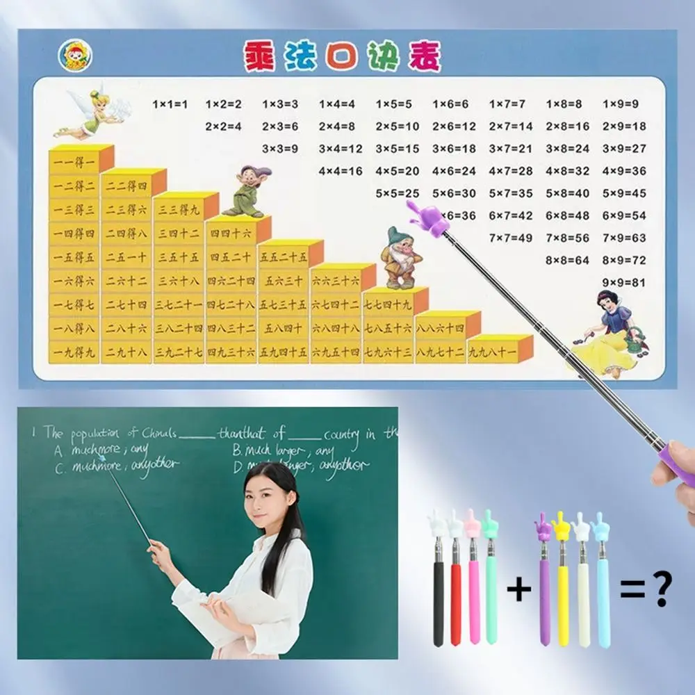 접이식 막대 스테인리스 스틸 교육 도구, 핸드헬드 프리젠터 교육 스틱, 화이트보드 포인터, 손가락 독서 스틱