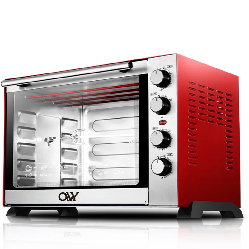 Four électrique à pont mécanique, contrôle de la température, acier inoxydable, panneau en cristal noir, four à pizza, 60L