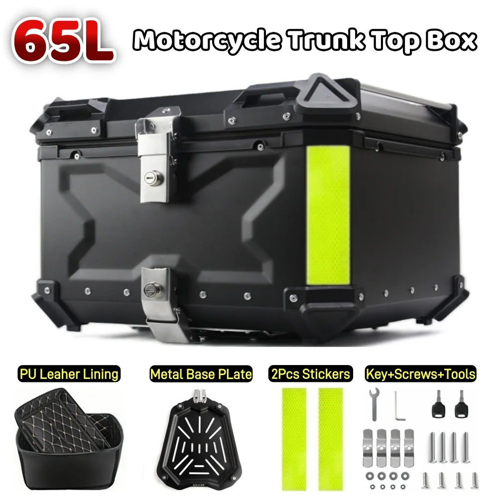 45L 55L 65L Universele Aluminium Motorfiets Top Case Afsluitbare Waterdichte Anti-Collision Harde Staart Doos Kofferbak Opslag bagagedrager
