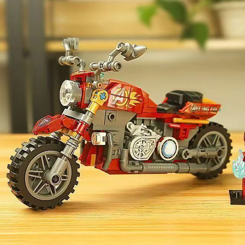 Creative anime characters motorcycle modelsmotorcycle assembly building blocks toys decorative items for display As holiday gift