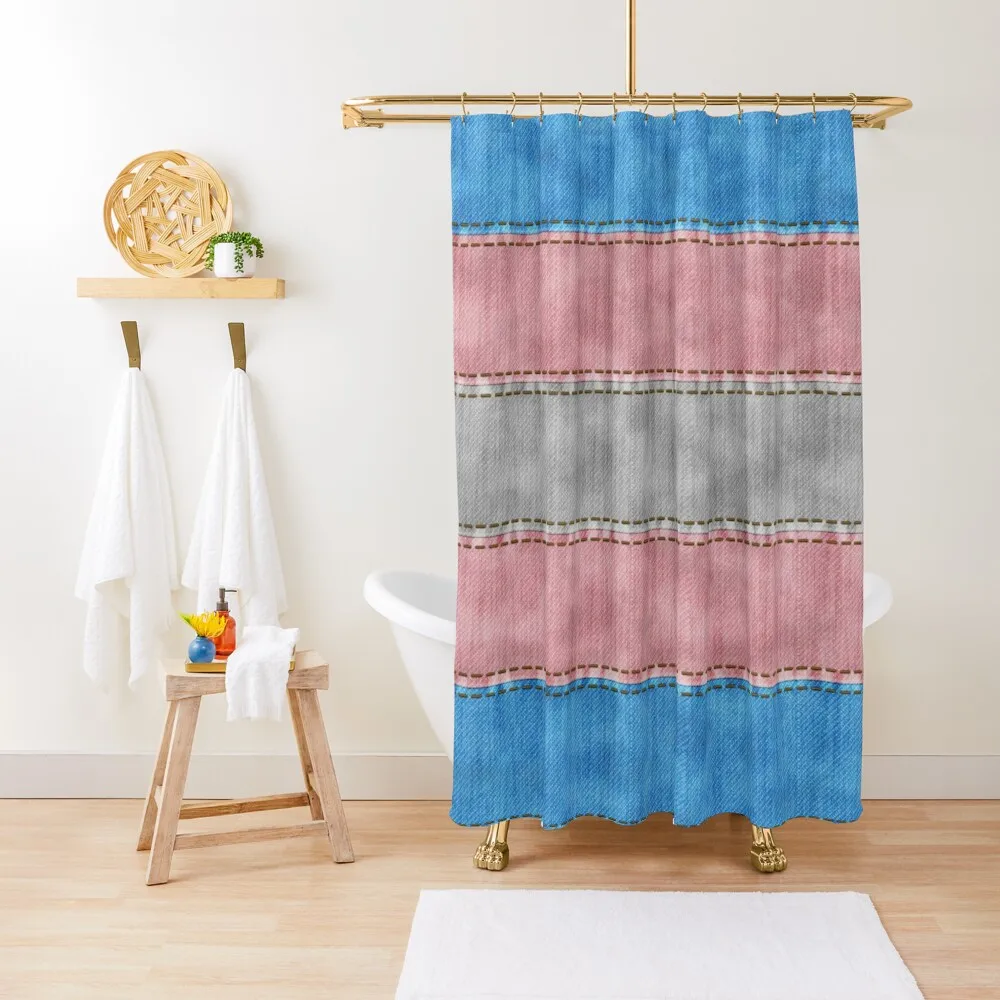 

Denim Textured Seamless Transgender Pride Flag Pattern Shower Curtain For Bathroom Modern Bathroom Accessories Curtain