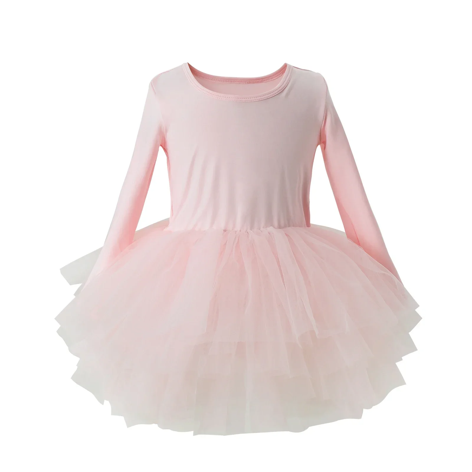 Girl Ballet Tutu Dress Fashion Kids Dancing Party Long Sleeve Vest Dress Performance Costume Princess Wedding Girl Dress L011