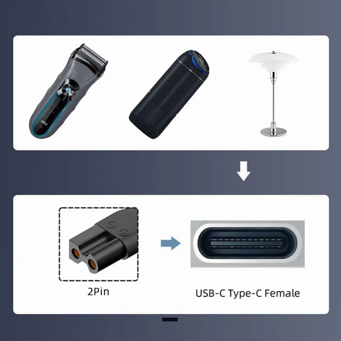 Brangdy 6 قطع شاحن بديل من النوع C محول USB مناسب لجميع أنواع مشابك الشعر الكهربائية وأدوات تشذيب اللحية وماكينات الحلاقة