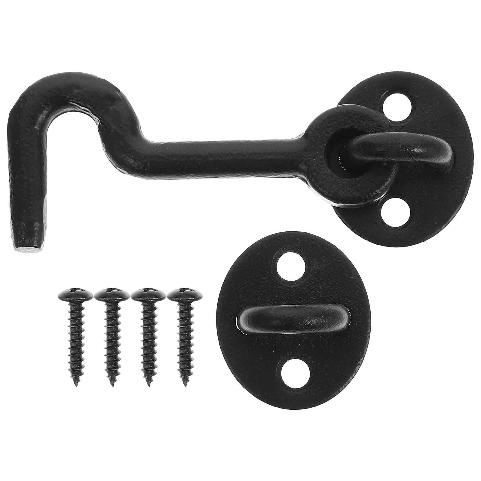 

Cast Iron Wind Hook Latch Hooks Door Gate Window Lock Heavy Duty Rust Resistant Includes Screws Mounting Hardware Cabin Metal