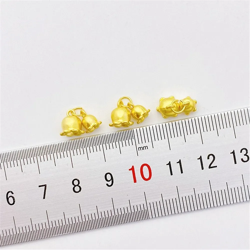 18k fosco ouro sino orquídea combinação charme pingente diy jóias suprimentos contas para colar pulseira artesanato acessórios