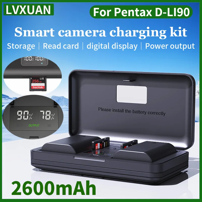 

LVXUAN D-LI90 Battery and LCD USB charger For Pentax 645D,645Z,K-01,K-1,K-1 II,K-3,K-3 Mark III,K-5,K-5 II,K-5 IIs,K-7 cameras