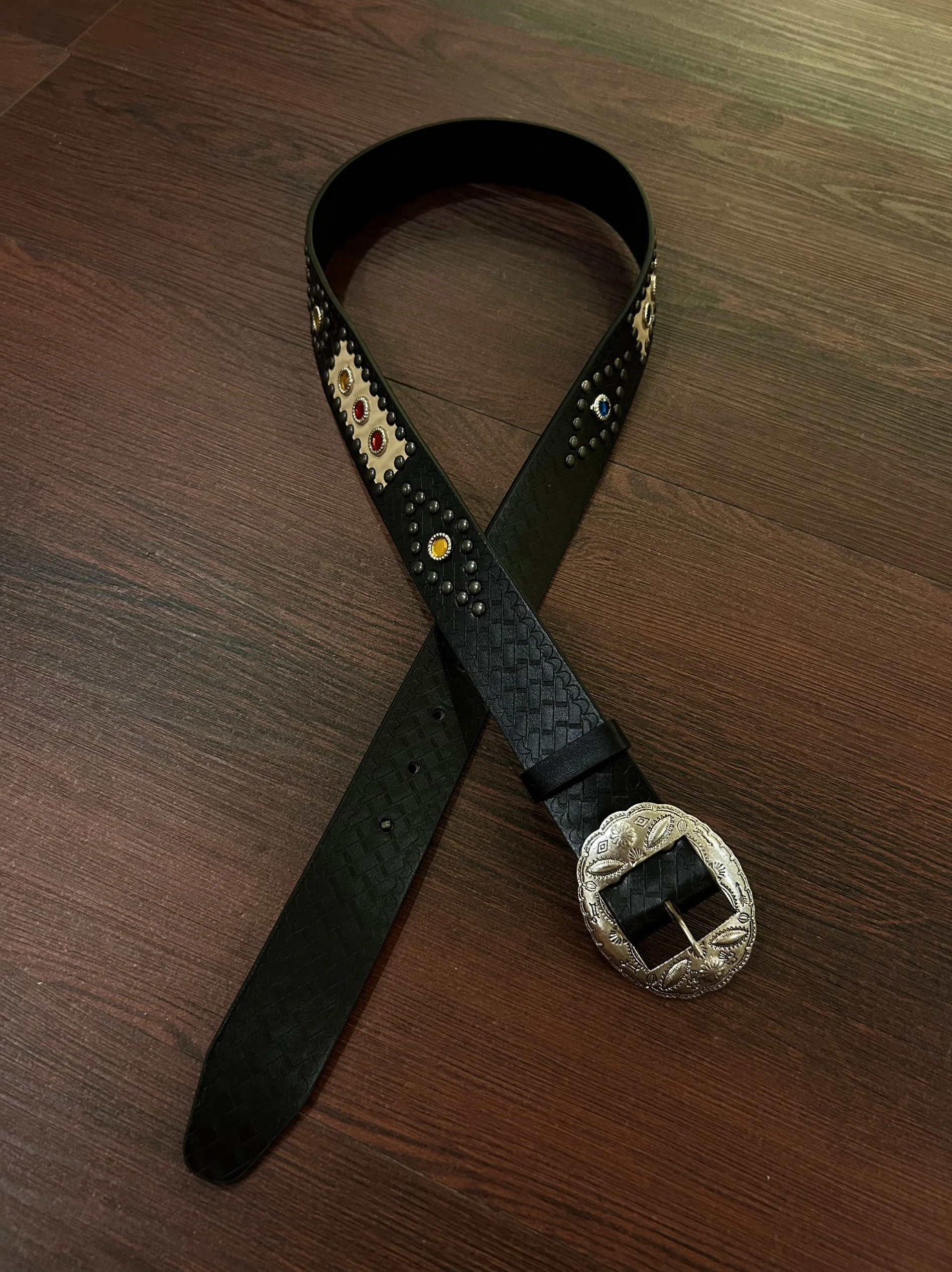 

Винтажный кожаный ремень в западном стиле с резными вставками из драгоценных камней, металлический, простой, молодежный, из сплава, синий, для мужчин и женщин