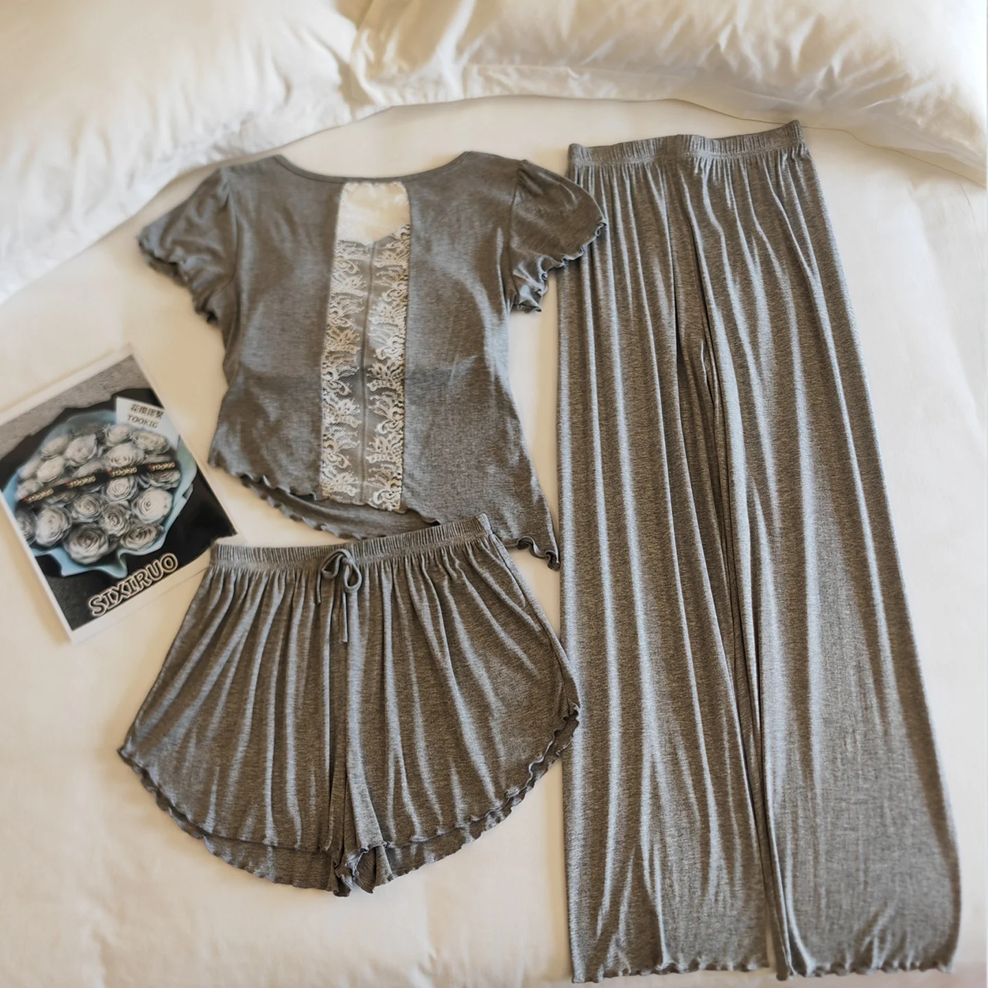 Sexy Modal Sleepwear Women's Summer Lace Hollow out 2026 New Style with Chest Pad Pure Desire Home Clothes Two-Piece Set