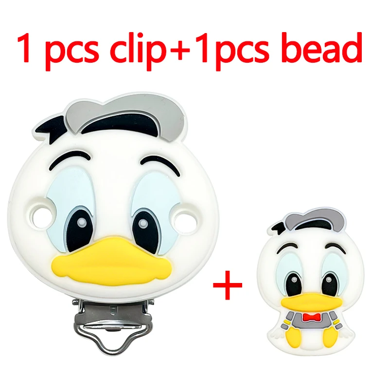 2 Stück/Set Silikon Cartoon Tier Schnullerclip Beißperle DIY Schnullerkette Schmuckzubehör