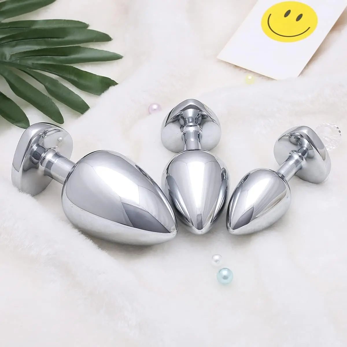 3 Pcs Luxury Jewelry Design Fetish Heart Metal \\Stainless Steel Crystal Anal Plug Removable Butt Plug Stimulator Anal Sex Toys