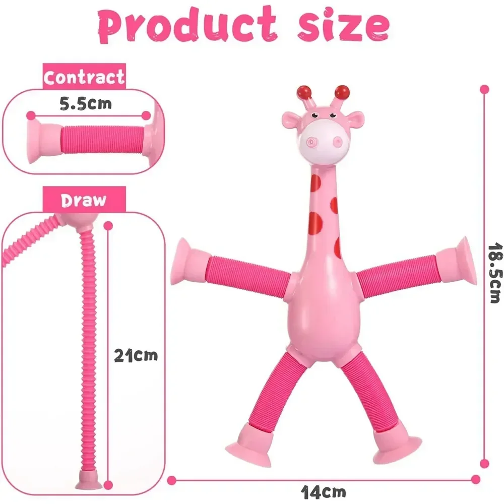 8 PCS Telescopic Suction Cup Giraffe Toy Pop Tubes Fidget Toys Shape Changing Tubes Sensory Toys Funny Gift for Kids Boys Girls