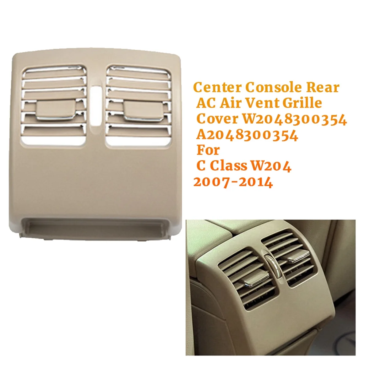 Car Rear A/C Air Vent Grille Cover W2048300354 for Mercedes Benz C Class W204 2007-2014 Back Center Console Outlet