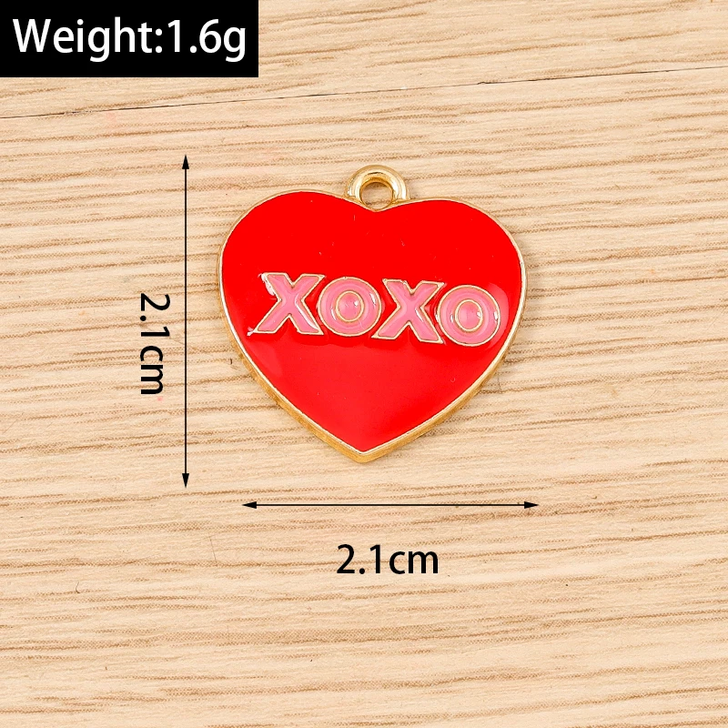 10pcs 21x21mm Cute Enamel Love Heart Charms Pendants for Jewelry Making Necklaces Drop Earrings Bracelets DIY Crafts Accessories