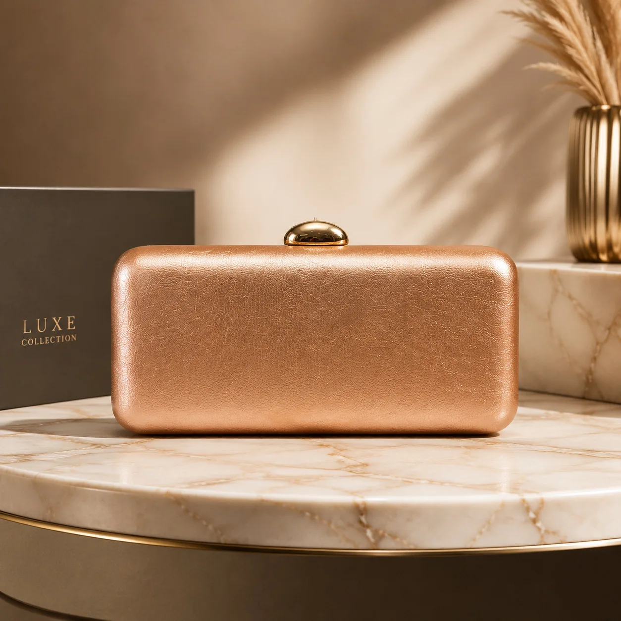 Light luxury dinner women's new metal texture clutch  simple fashion banquet high-end small square bag