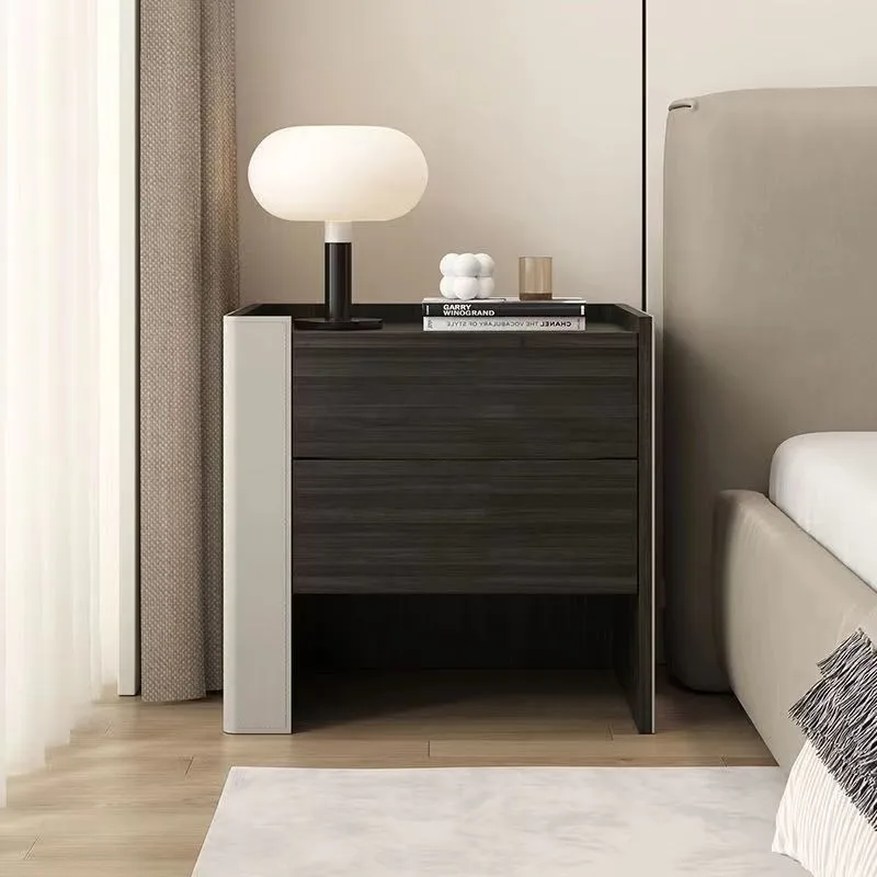

Bedside table Solid wood bedside table Italian modern simple bedside saddle Home storage Premium bedroom Minimalist