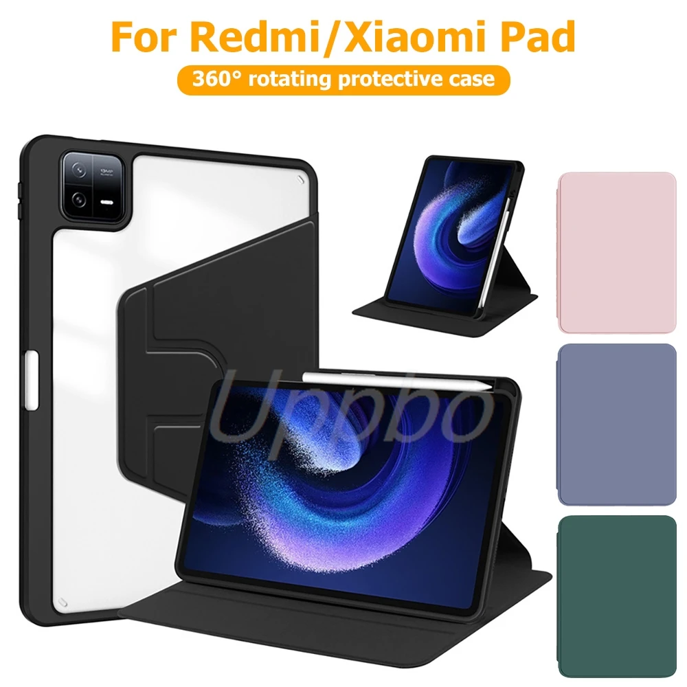 360 °   Вращающийся защитный чехол для Xiaomi Pad 8, 8 Pro, 7, 7 Pro, 6, 6 Pro, 5, 5 Pro, Pad 2 Pro 12.1, Pad SE 11, 8.7, PocoPad 12.1 Funda
