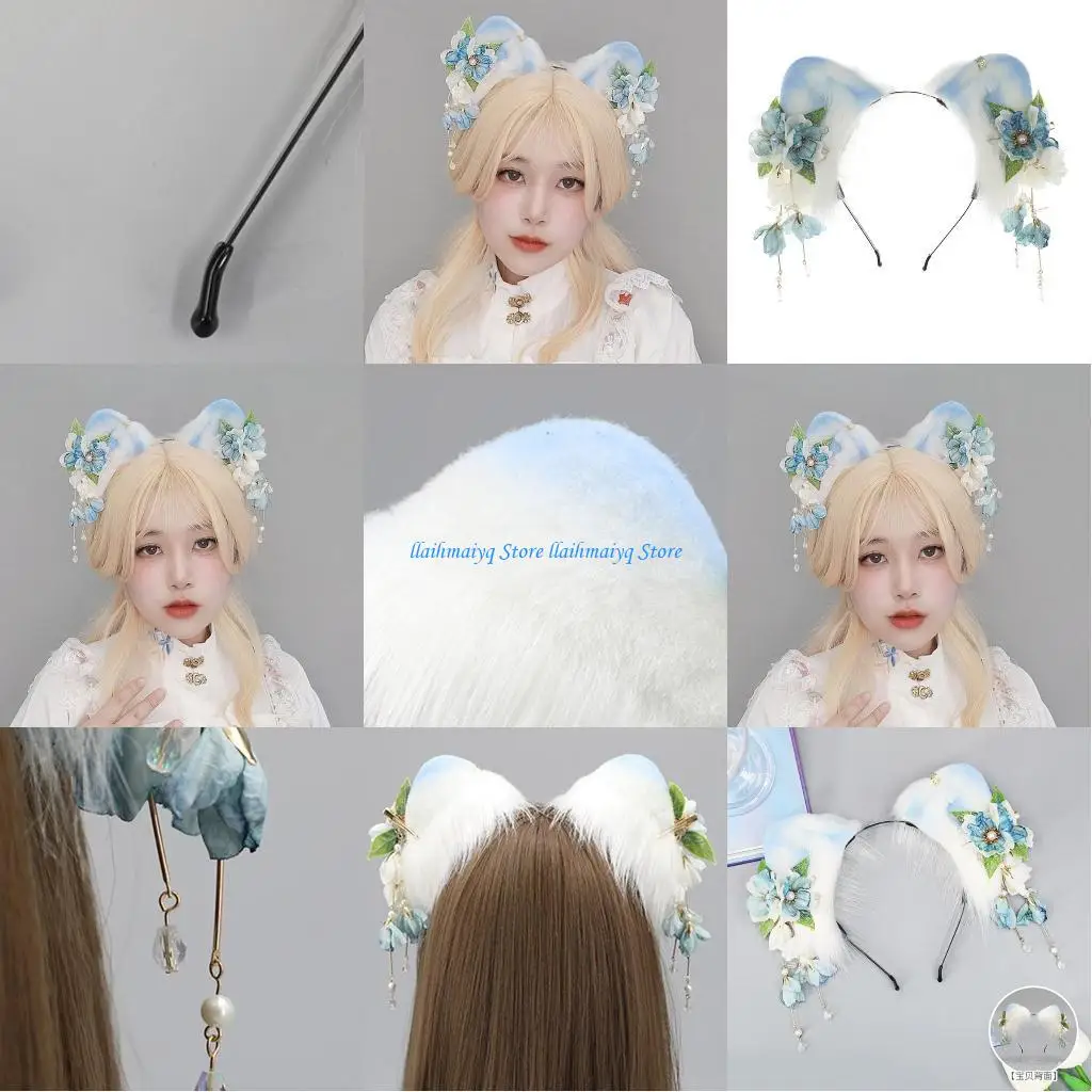 

573B Tassel Headband Ear Headbands For Girl Headdress Animal Cosplay Ear