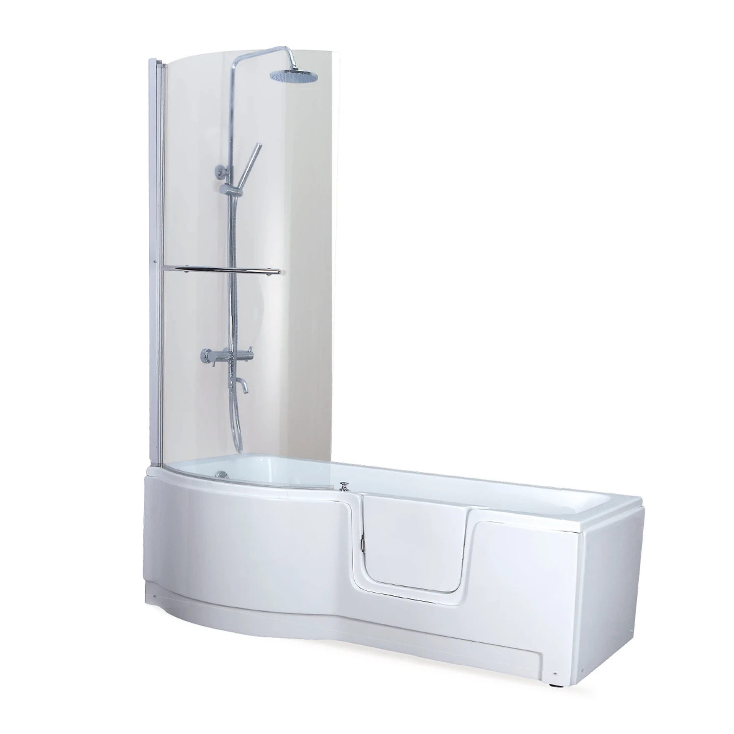 Hot Sale Modern White Rectangle Acrylic Freestanding Walk-in Indoor Tub Drainer Seat Door Soaking Combo Massage Function 60gal+