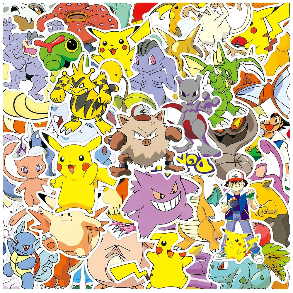 10/30/50pcs Cool Cartoon Manga Pokemon Anime Stickers Cute Pikachu Ash Ketchum Decal DIY Guitar Diary Phone Kid Sticker Toy Gift